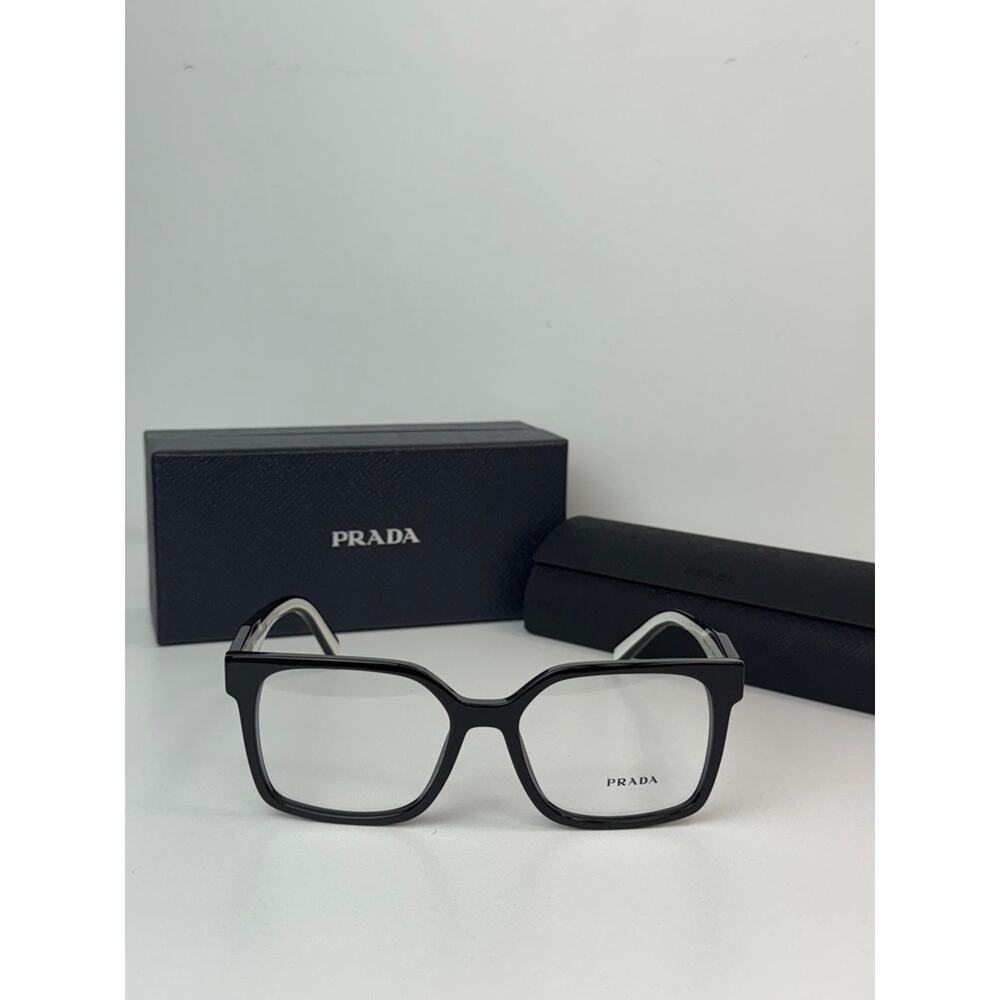 NEW Prada PR B03V Black White Square Eyeglasses Frames - Picture 2 of 5